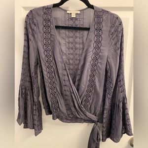 American Eagle Outfitters Surplice Eyelet Lace Top